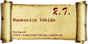 Raskovics Tóbiás névjegykártya